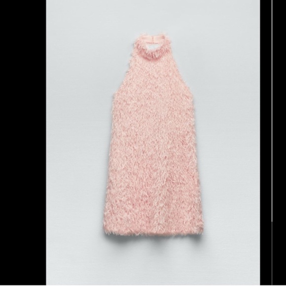 Zara FEATHERY KNIT HALTER DRESS xS - Picture 3 of 6